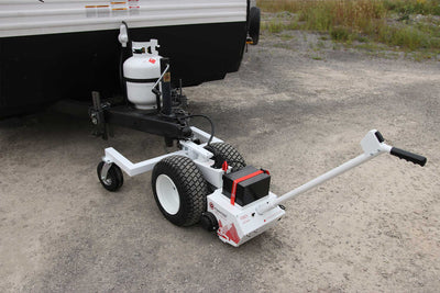 Parkit360 EZ Connect Adapter for Force Trailer Dollies. Connected to Trailer, overhead view